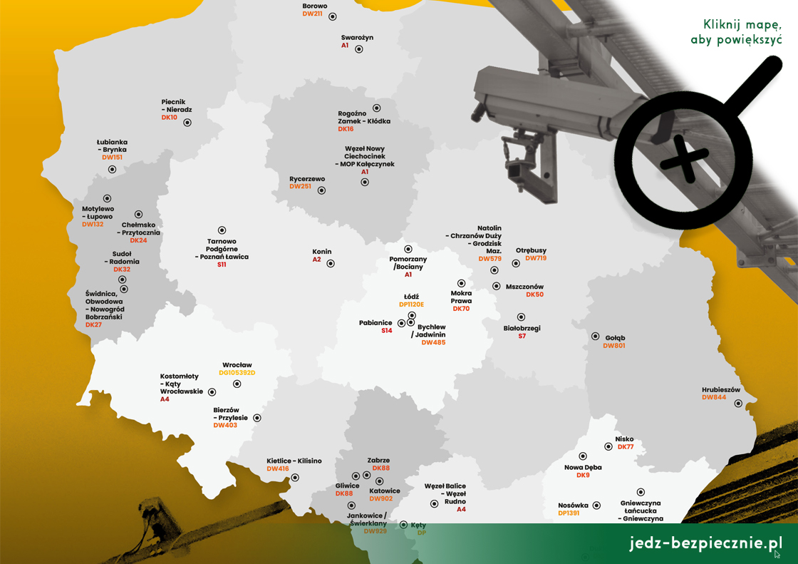 Polskie drogi - mapa 39 nowych miejsc z odcinkowym pomiarem prędkości, 2022